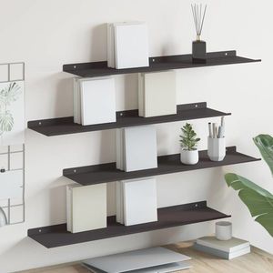 vidaXL Raft suspendat Pe perete 4 pcs Negru 80 x 18 x 2, 5 cm Oțel imagine