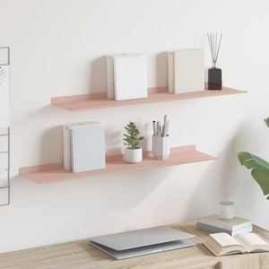 vidaXL Raft suspendat Pe perete 2 pcs Roz 80 x 18 x 2, 5 cm Oțel imagine