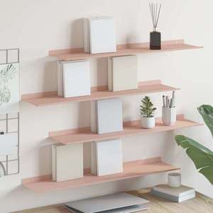 vidaXL Raft suspendat Pe perete 4 pcs Roz 80 x 18 x 2, 5 cm Oțel imagine