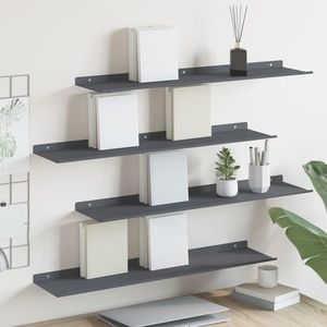 vidaXL Raft suspendat Pe perete 4 pcs Antracit 80 x 18 x 2, 5 cm Oțel imagine