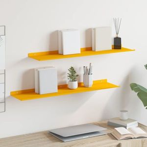vidaXL Raft suspendat 2 pcs Galben muștar 80 x 18 x 2, 5 cm Oțel imagine