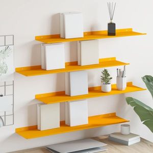 vidaXL Raft suspendat 4 pcs Galben muștar 80 x 18 x 2, 5 cm Oțel imagine