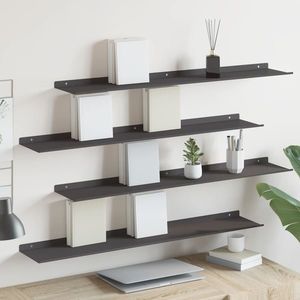 vidaXL Raft suspendat Pe perete 4 pcs Negru 100 x 18 x 2, 5 cm Oțel imagine