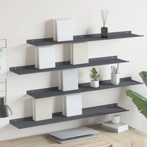 vidaXL Raft suspendat Pe perete 4 pcs Antracit 100 x 18 x 2, 5 cm Oțel imagine