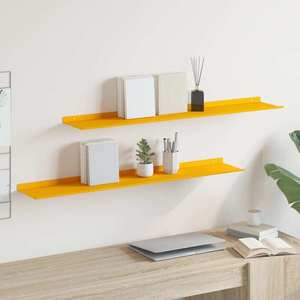 vidaXL Raft suspendat 2 pcs Galben muștar 100 x 18 x 2, 5 cm Oțel imagine