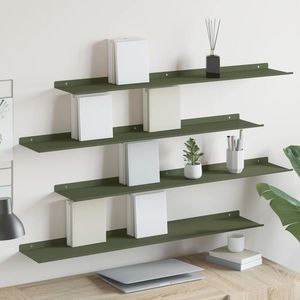 vidaXL Raft suspendat 4 pcs Verde măsliniu 100 x 18 x 2, 5 cm Oțel imagine