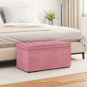 vidaXL Taburet Roz 81 x 41 x 40 cm Catifea și lemn stratificat imagine