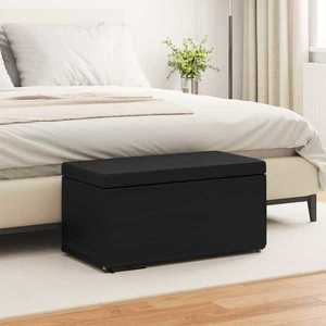 vidaXL Taburet Negru Piele ecologică și lemn stratificat imagine