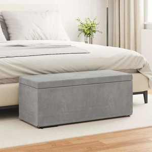 vidaXL Taburet Gri deschis Catifea și lemn stratificat imagine