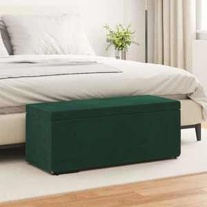 vidaXL Taburet Verde închis Catifea și lemn stratificat imagine