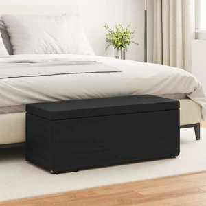 vidaXL Taburet Negru Piele ecologică și lemn stratificat imagine