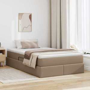 vidaXL Pat cu saltea și spațiu de depozitare Cappuccino 120 x 200 cm imagine