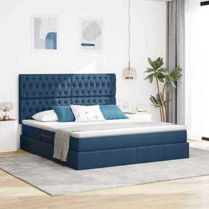 vidaXL Pat cu saltea și spațiu de depozitare albastru 160 x 200 cm imagine