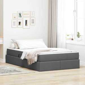 vidaXL Pat cu saltea și spațiu de depozitare Gri închis 120 x 200 cm imagine