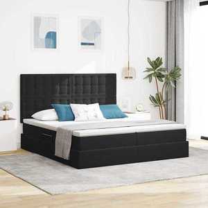 vidaXL Pat cu storage cu saltea Negru 200 x 200 cm Catifea imagine