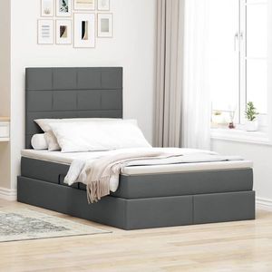 vidaXL Pat cu saltea și LED cu led Gri închis 120 x 200 cm Poliester imagine
