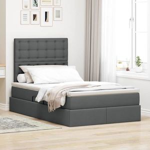 vidaXL Pat cu saltea și LED cu led Gri închis 120 x 200 cm Poliester imagine
