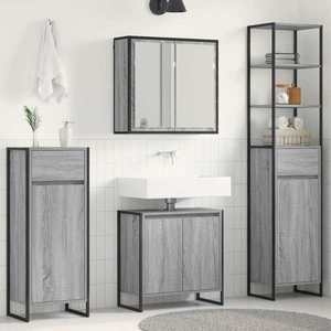 vidaXL Set de mobilier pentru baie cu sertar Gri Sonoma Lemn compozit imagine