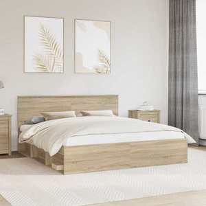 vidaXL Cadru de pat cu headboard Sonoma 180 x 200 cm Lemn compozit imagine