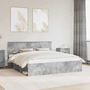 vidaXL Cadru de pat cu headboard Beton 180 x 200 cm Lemn compozit imagine