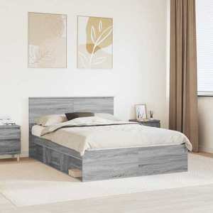 vidaXL Cadru de pat cu headboard Gri Sonoma 160 x 200 cm Lemn compozit imagine
