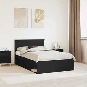vidaXL Cadru de pat cu headboard Negru 120 x 190 cm Lemn compozit imagine