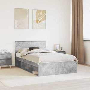 vidaXL Cadru de pat cu headboard Beton 120 x 200 cm Lemn compozit imagine
