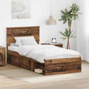 vidaXL Cadru de pat cu headboard Lemn vechi 90 x 200 cm Lemn compozit imagine