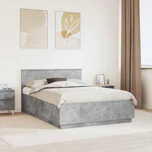 vidaXL Cadru de pat cu headboard Gri Beton 150 x 200 cm Lemn prelucrat imagine
