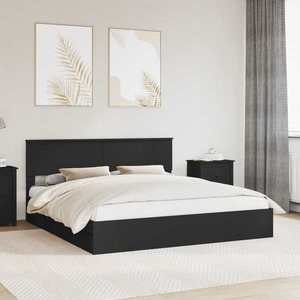 vidaXL Pat cu storage cu headboard Negru 200 x 200 cm Lemn compozit imagine