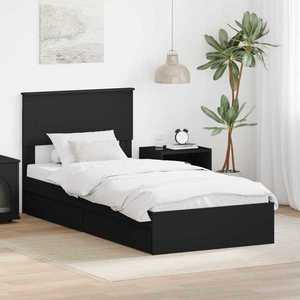vidaXL Pat cu storage cu headboard Negru 100 x 200 cm Lemn compozit imagine