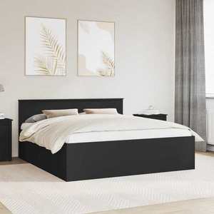 vidaXL Cadru de pat cu headboard Negru 200 x 200 cm Lemn compozit imagine
