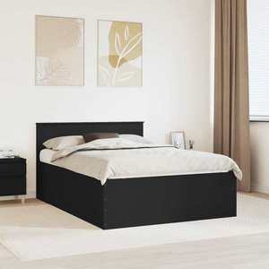 vidaXL Cadru de pat cu headboard Negru 150 x 200 cm Lemn compozit imagine