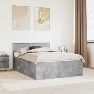 vidaXL Cadru de pat Gri din beton 150 x 200 cm Lemn compozit imagine