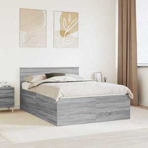 vidaXL Cadru de pat cu headboard Gri Sonoma 150 x 200 cm Lemn compozit imagine