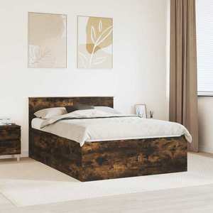 vidaXL Cadru de pat Stejar fumuriu 140 x 190 cm Lemn compozit imagine