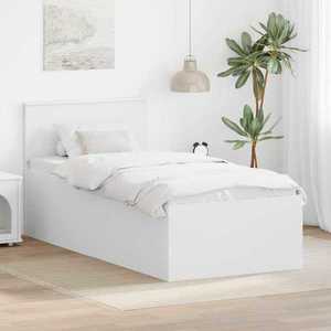 vidaXL Cadru de pat cu headboard Alb 90 x 200 cm Lemn compozit imagine