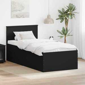 vidaXL Cadru de pat cu headboard Negru 75 x 190 cm Lemn compozit imagine