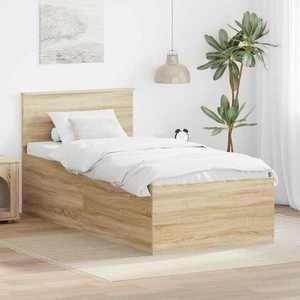 vidaXL Cadru de pat Stejar Sonoma 75 x 190 cm Lemn compozit imagine