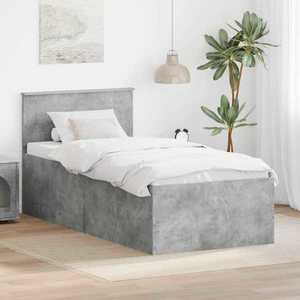 vidaXL Cadru de pat Gri din beton 75 x 190 cm Lemn compozit imagine