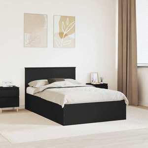 vidaXL Cadru de pat cu headboard Negru 135 x 190 cm Lemn compozit imagine