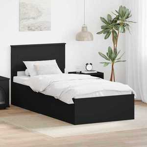 vidaXL Cadru de pat cu headboard Negru 100 x 200 cm Lemn compozit imagine