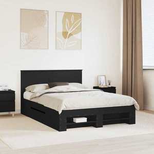 vidaXL Cadru de pat cu headboard Negru 150 x 200 cm Lemn compozit imagine