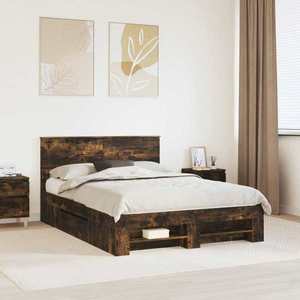 vidaXL Cadru de pat Stejar fumuriu 140 x 200 cm Lemn compozit imagine