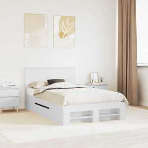 vidaXL Cadru de pat cu headboard Alb 137 x 203 cm Lemn compozit imagine