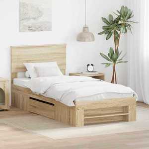 vidaXL Cadru de pat Stejar Sonoma 90 x 200 cm Lemn compozit imagine
