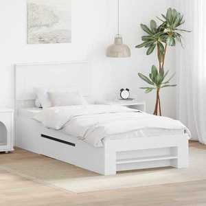vidaXL Cadru de pat cu headboard Alb 80 x 200 cm Lemn compozit imagine
