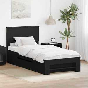 vidaXL Cadru de pat cu headboard Negru 80 x 200 cm Lemn compozit imagine