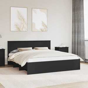 vidaXL Cadru de pat cu headboard Negru 200 x 200 cm Lemn compozit imagine