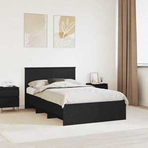 vidaXL Cadru de pat cu headboard Negru 137 x 203 cm Lemn compozit imagine